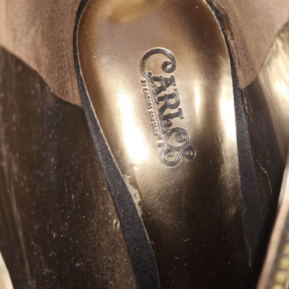 CARLOS SANTANA VERUCA PONY HAIR LEATHER INTRI OPEN TOE LEOPARD BOOTIES SIZE 9.5 - Picture 3 of 7